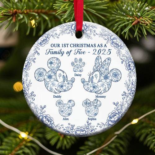 Cute Four Toile Family Ornament - Personalized Family Gift for Every Occasion Ornament PopCulturePrints