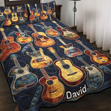 Load image into Gallery viewer, Personalized Gift for Guitar Lovers - Acoustic Vibes Quilt Bedding Set Blanket PopCulturePrints
