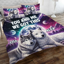 Load image into Gallery viewer, Personalized Wolf Couples Quilt Bedding Set - Unique Gift for Love and Adventure Blanket PopCulturePrints
