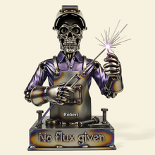 Load image into Gallery viewer, No Flux Given - Badass Welder Skull Acrylic Plaque - Personalized Gift for Welders Shaped Plaques PopCulturePrints
