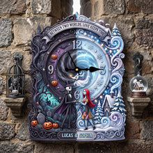 Load image into Gallery viewer, “Between Two Worlds, Love Keeps Time” - Personalized Love Keep Time Acrylic Hanging Wall Clock - Unique Gift for Couples
