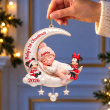 Load image into Gallery viewer, Baby's 1st Christmas - Personalized 2026 Ornament with Mickey &amp; Minnie - Perfect Gift for Newborns

