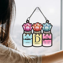 Load image into Gallery viewer, “Cherished Moments” – Personalized Monogram Flower Jar Ornament - Gift for Mom, Grandma, and Families Suncatcher Ornament PopCulturePrints
