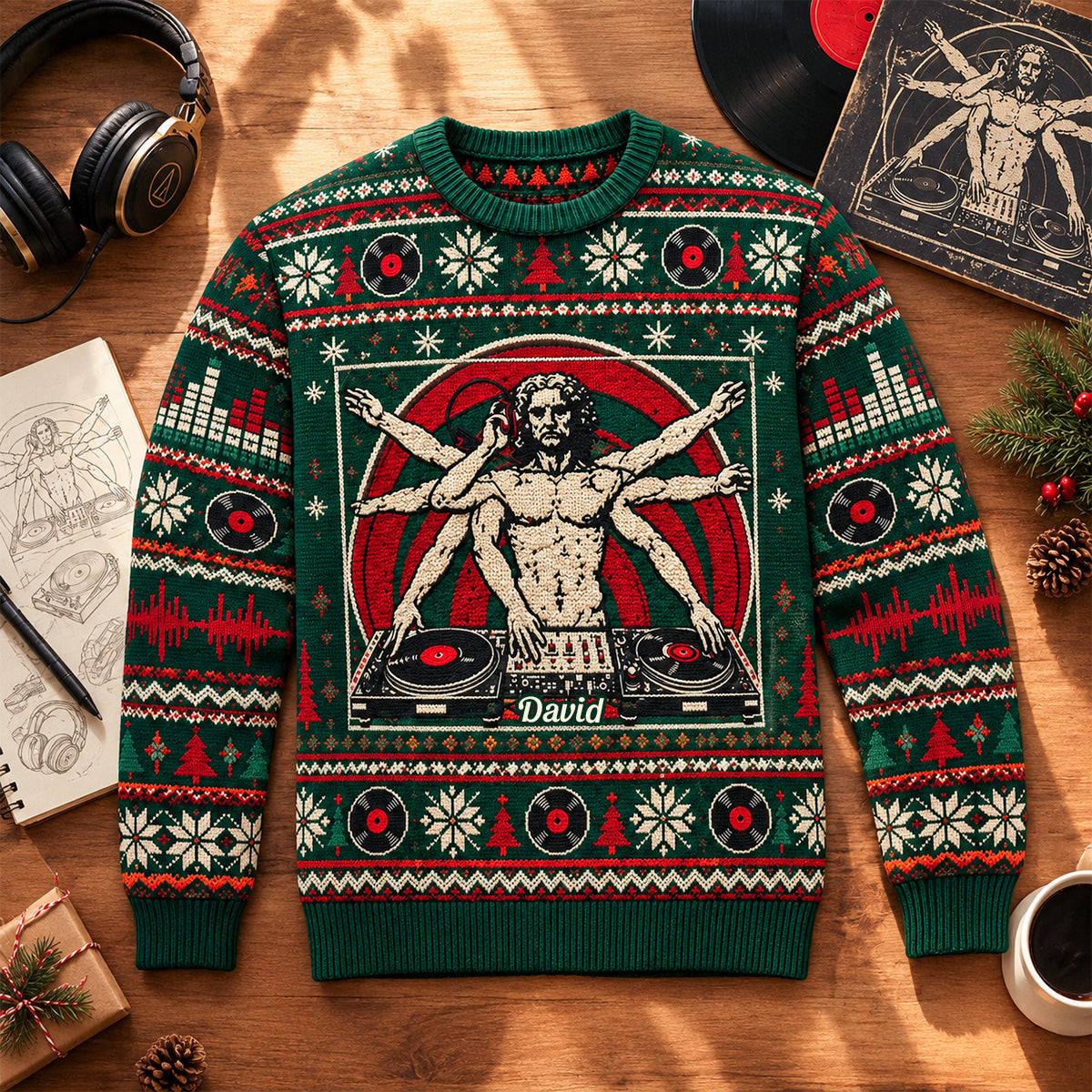 “Let the Beat Drop!” - Funny DJ Ugly Sweater - Personalized Gift for Music Lovers and DJs