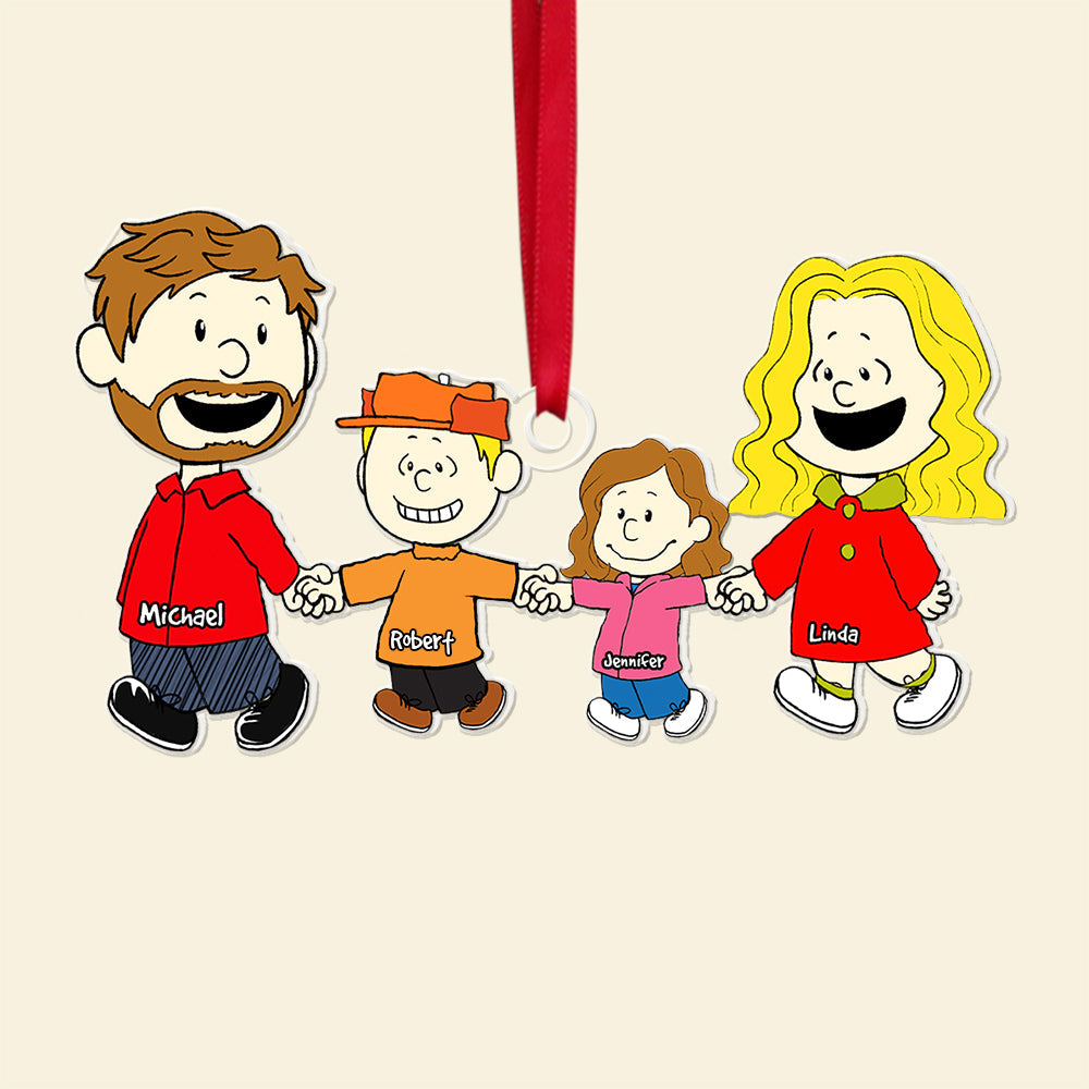 Customized Family Christmas Ornament - Cartoon Style