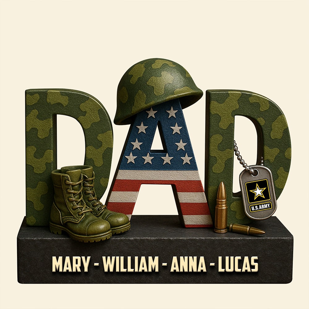 Custom Military Logo Gifts for Veteran Dad - Personalized Tribute from Family Shaped Plaques PopCulturePrints