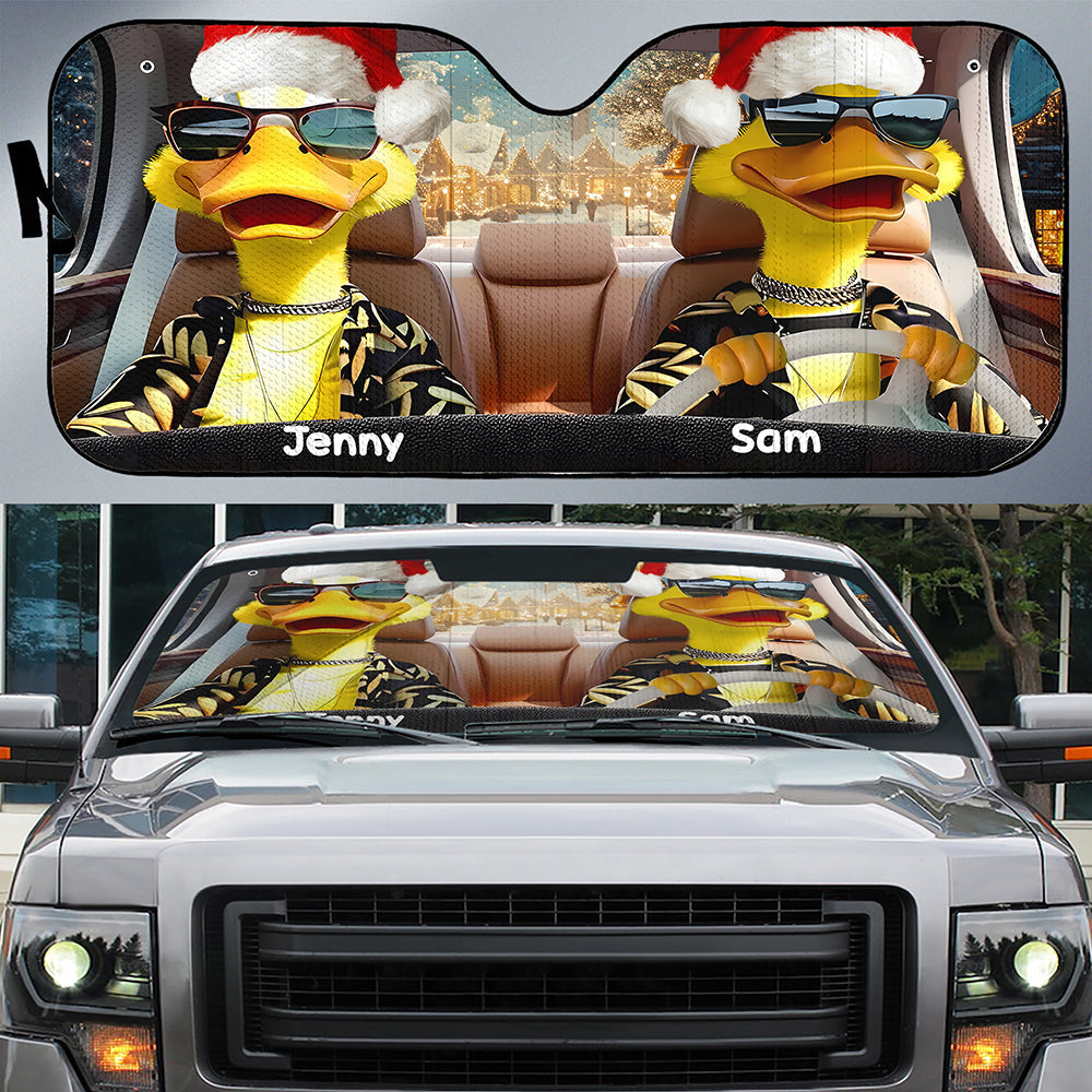 Custom Duck Couple Christmas Sunshade