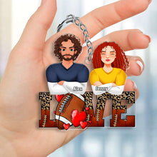 Load image into Gallery viewer, Personalized Acrylic Keychain for Football Lovers - Couple Valentine Edition Keychains PopCulturePrints
