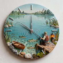 Load image into Gallery viewer, Time to Catch Moments: Personalized Fishing Lovers Acrylic Wall Clock Hanging Wall Clock PopCulturePrints

