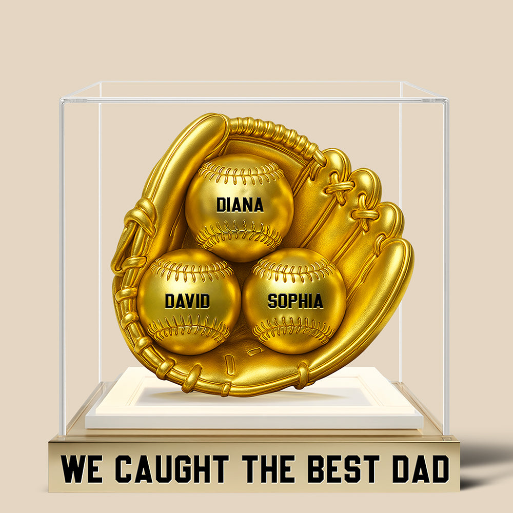 We Caught the Best Dad: Personalized Baseball Dad Acrylic Plaque - Unique Gift for Dads, Grandpas Shaped Plaques PopCulturePrints
