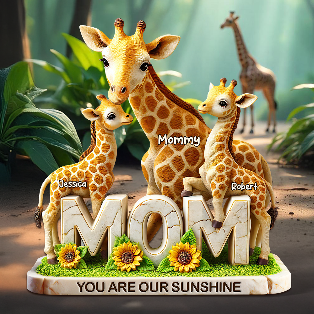 You Are Our Sunshine - Personalized Giraffe Mom Plaque | Unique Gift for Mom, Grandma & More Shaped Plaques PopCulturePrints