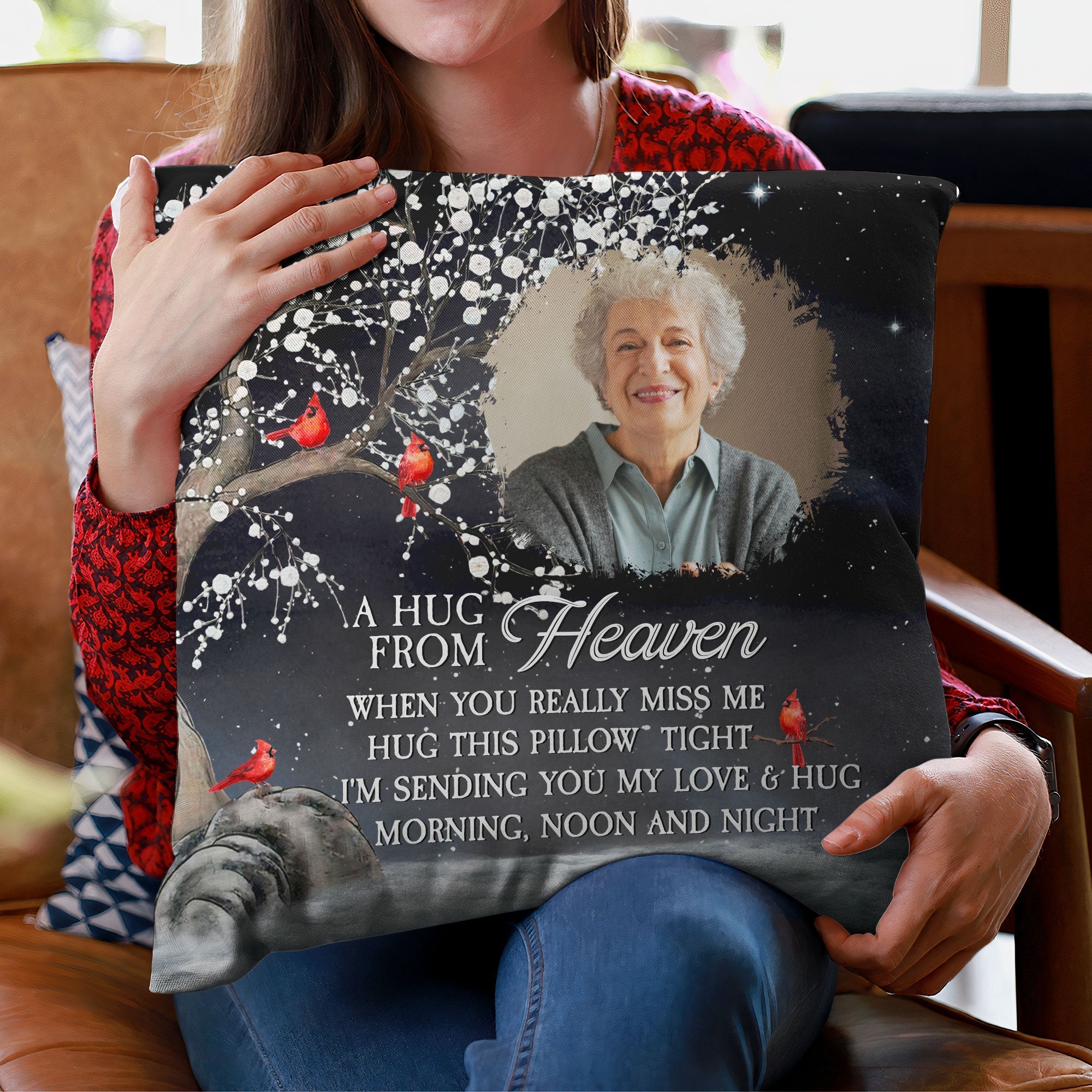 Personalized Hug From Heaven Photo Memory Pillow Pillow PopCulturePrints