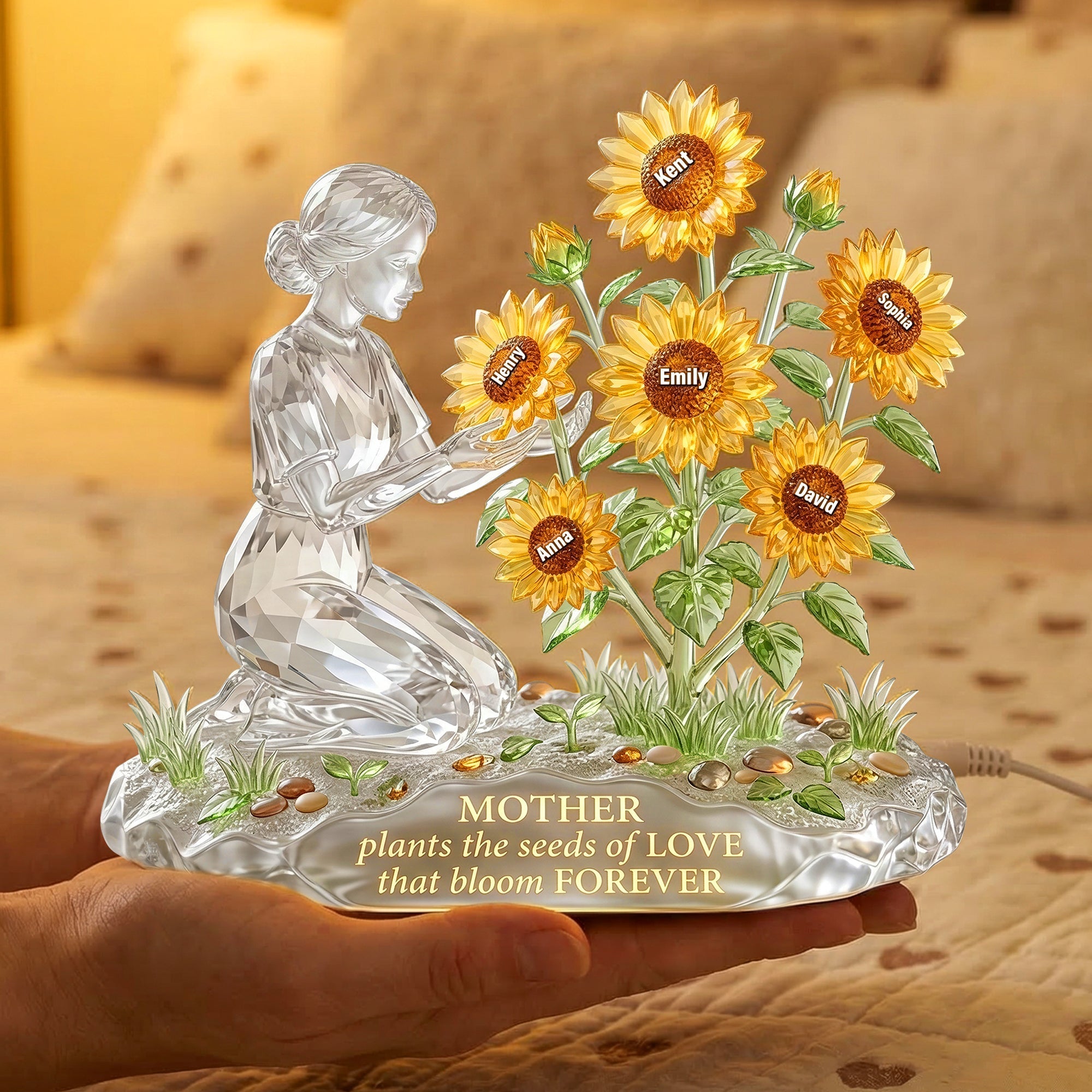 “Mother plants the seeds of LOVE that bloom FOREVER” - Personalized Mother's Love Garden Light Box - Unique Gift for Mom, Grandma and More Light Box PopCulturePrints