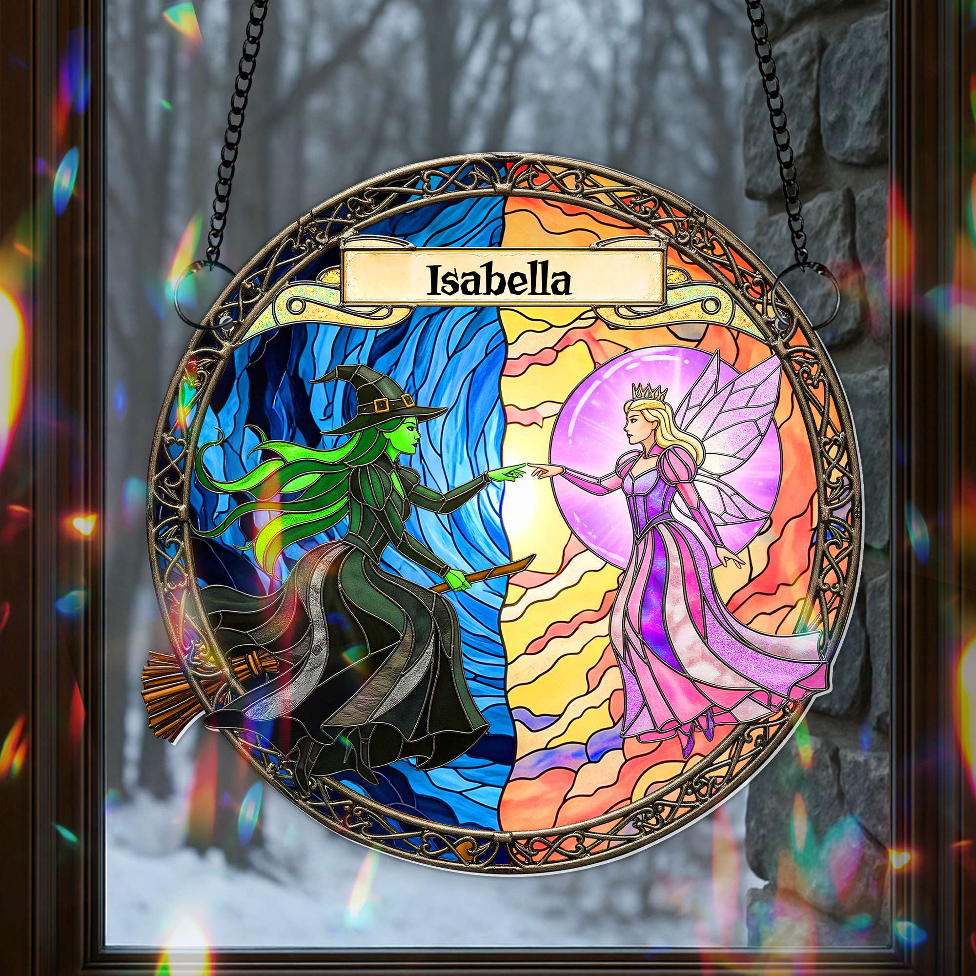 Embrace the Magic: Light x Shadow Witch Suncatcher - Personalized Gift for Witch Lovers Ornament PopCulturePrints