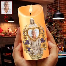 Load image into Gallery viewer, &quot;Forever in God&#39;s Light&quot; - Custom Photo Memorial LED Candle - Meaningful Gift for Loved Ones Led Candle PopCulturePrints
