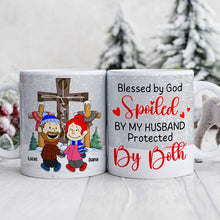 Load image into Gallery viewer, Custom Christmas Couple Mug - Blessed &amp; Spoiled Design | Valentine&#39;s Day Gifts Coffee Mug PopCulturePrints
