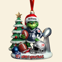 Load image into Gallery viewer, Merry Touchdown Christmas Ornament - Personalized Gift for NFL Fans Ornament PopCulturePrints
