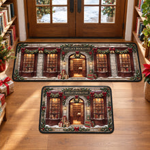 Load image into Gallery viewer, “Your Cozy Holiday Haven Awaits” - Cozy Bookstore Christmas Rug - Personalized Gifts for Book Lovers
