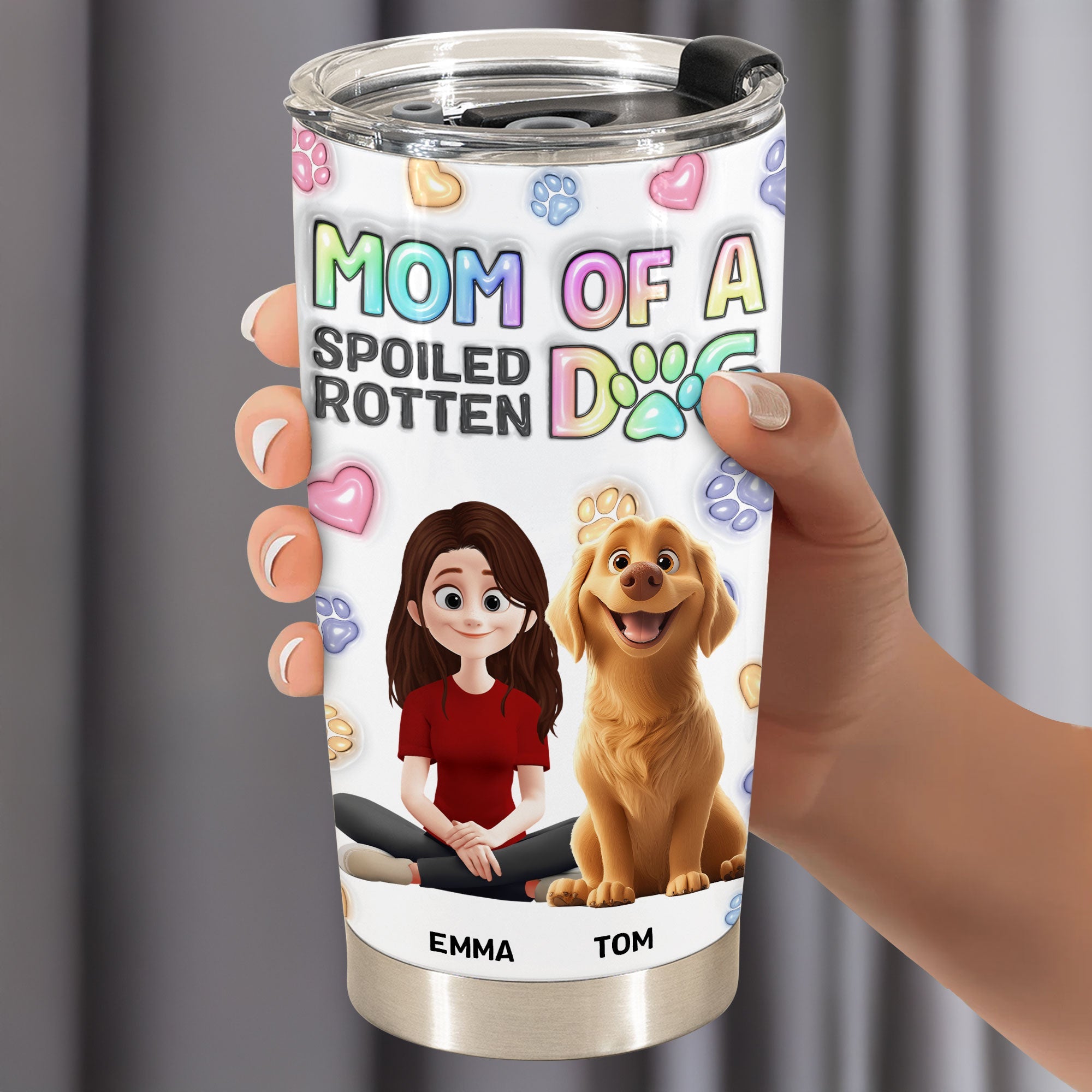 Mom Of A Spoiled Rotten Dog - Personalized Tumbler Cup for Dog Moms Tumbler Cup PopCulturePrints