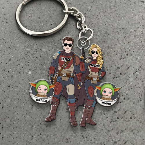 Galactic Family Personalized Keychain - Custom Space Adventure Gift Keychains PopCulturePrints