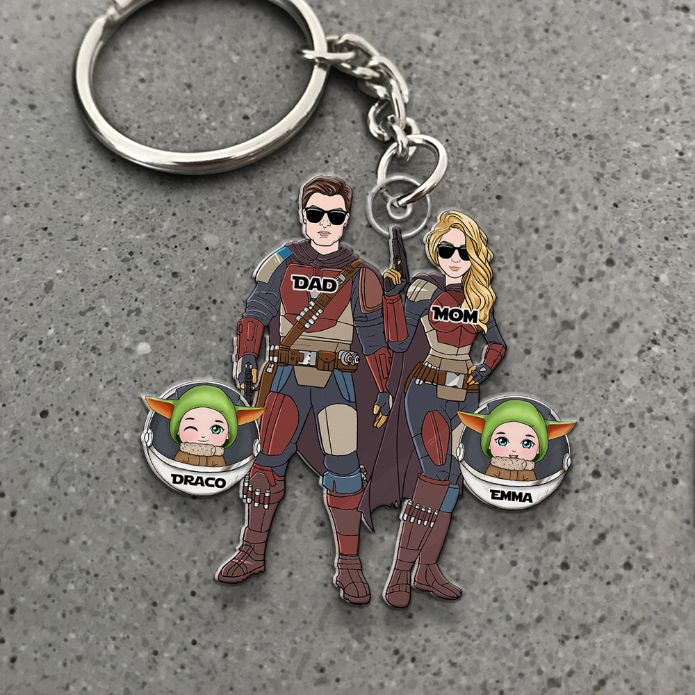 Galactic Family Personalized Keychain - Custom Space Adventure Gift Keychains PopCulturePrints