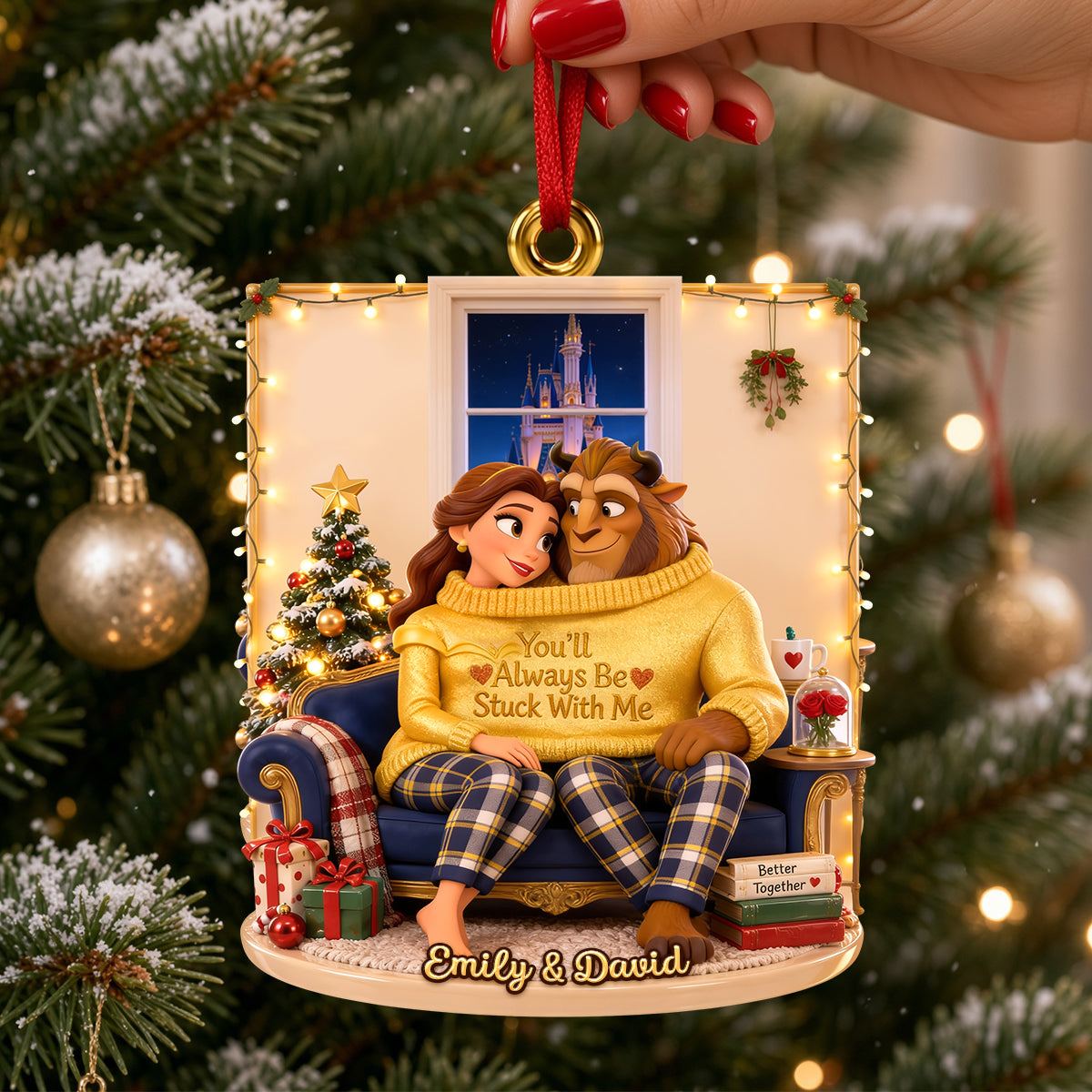 You'll Always Be Stuck With Me - Cozy In Love Christmas Ornament - Personalized Gifts For Couples