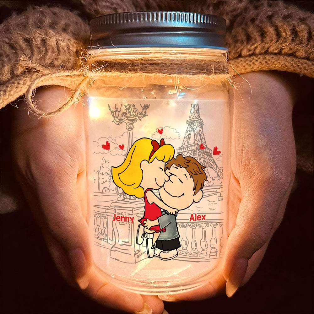 Personalized Couple Frosted Jar Light - Unique Romantic Gift Drink Jar PopCulturePrints