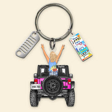 Load image into Gallery viewer, Customizable Off-Road Girl Keychain with License Plate Charms Keychains PopCulturePrints
