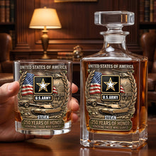 Load image into Gallery viewer, 250 Years Of Honor Decanter Set - Personalized Gift for Veterans
