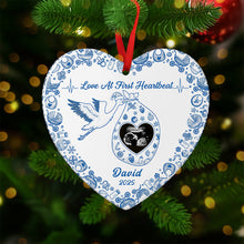 Load image into Gallery viewer, Love At First Heartbeat - Personalized Ceramic Ornament for Pregnant Women Ornament PopCulturePrints
