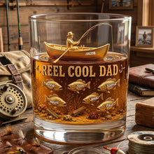 Load image into Gallery viewer, “Reel Cool Dad” - Personalized Fishing Glass - Perfect Gift for Dad and Grandpa Glass PopCulturePrints
