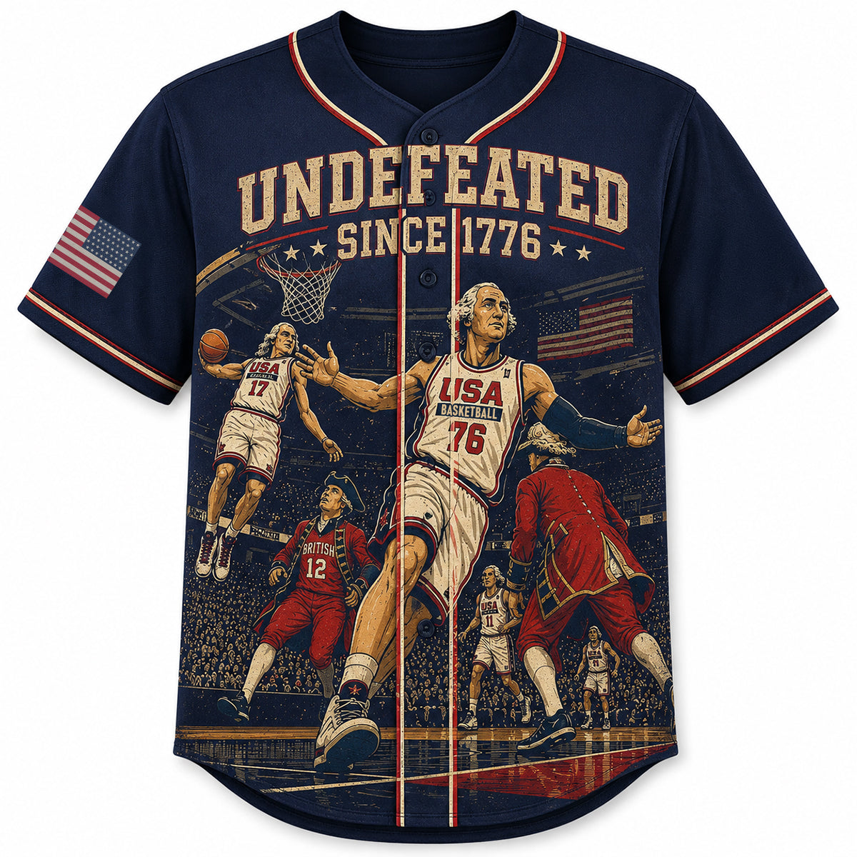 "Celebrate Freedom & Champions!" - USA 250th Anniversary Jersey - Personalized Gift for Basketball Lovers AOP Products PopCulturePrints