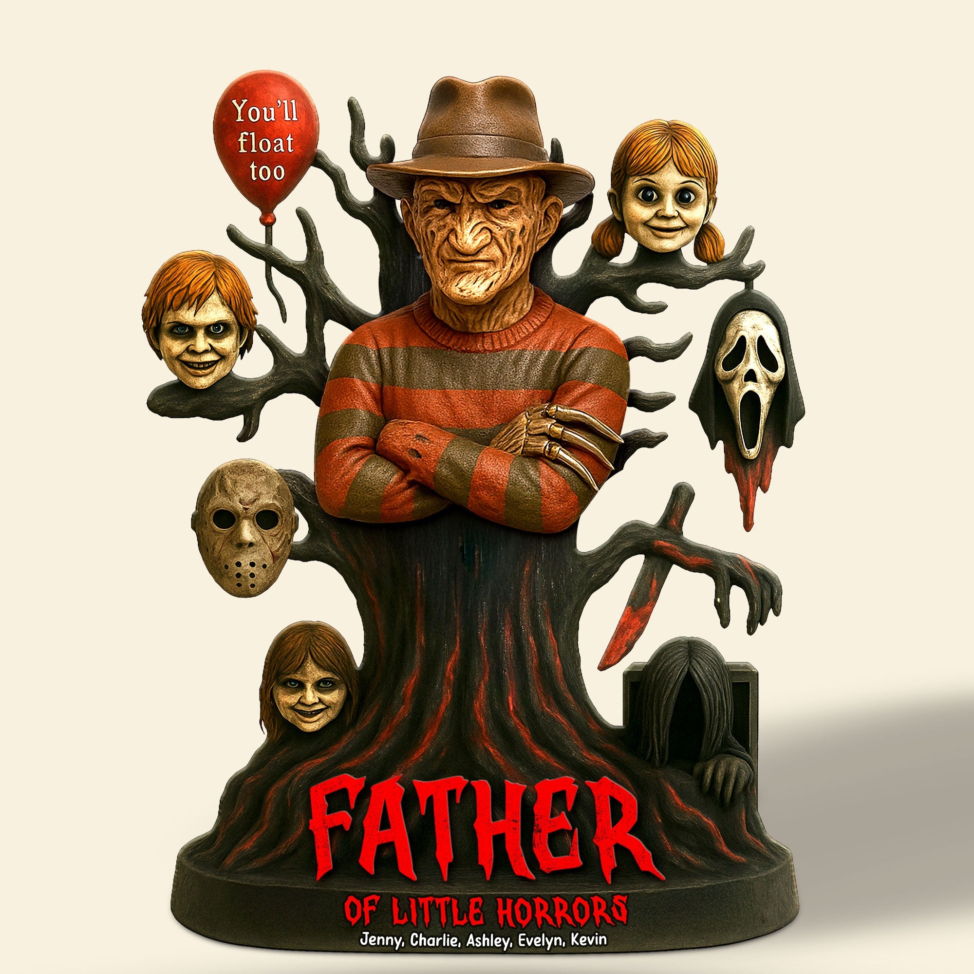“You'll Float Too” – Horror Dad Plaque - Personalized Gift for Dad, Grandpa, and Horror Lovers Shaped Plaques PopCulturePrints