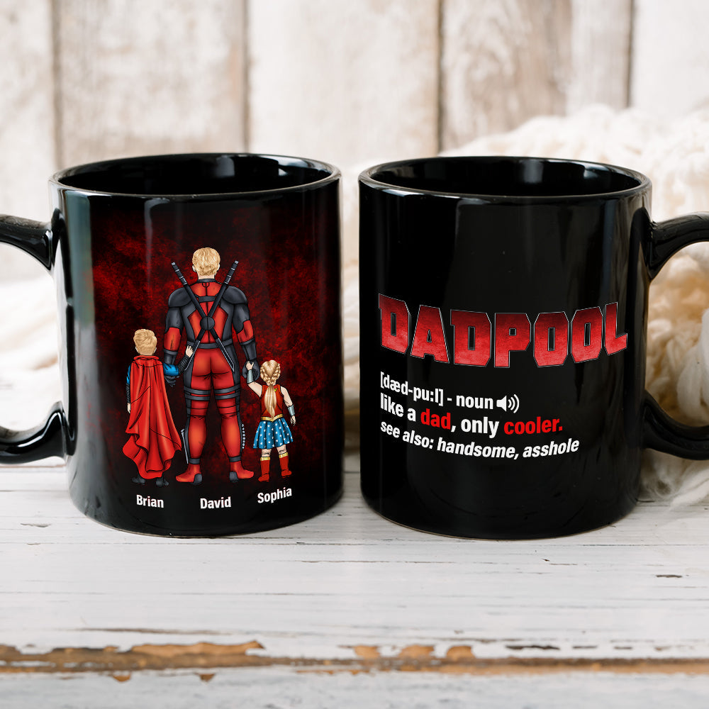 Personalized Superhero Dad Mug - Custom Family Names Coffee Mug PopCulturePrints