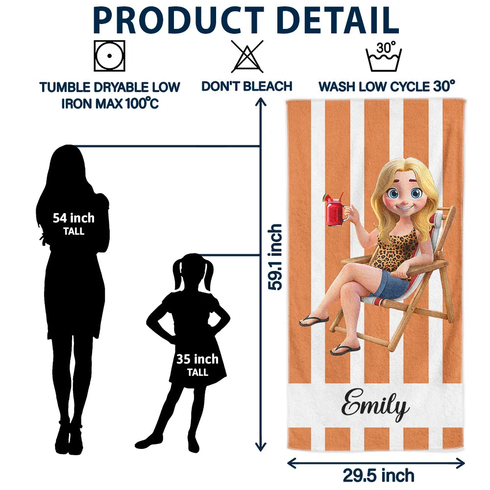 Summer Is Calling: Personalized Cartoon Beach Towel Beach Towel PopCulturePrints