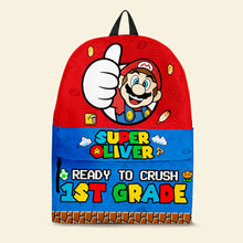 Load image into Gallery viewer, Personalized Super Bright Kids Backpack - Ready to Crush 1st Grade Backpack PopCulturePrints
