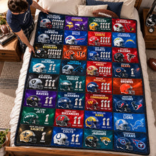 Load image into Gallery viewer, “Show Your Team Spirit!” - Professional Team Helmets Arranged In A Grid Pattern Blanket - Personalized Sport Gift for Fans Blanket PopCulturePrints
