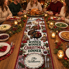 Load image into Gallery viewer, “Winner Winner Christmas Dinner” - Personalized Quilted Table Runner - Unique Gift for Family, Friends, and Hosts
