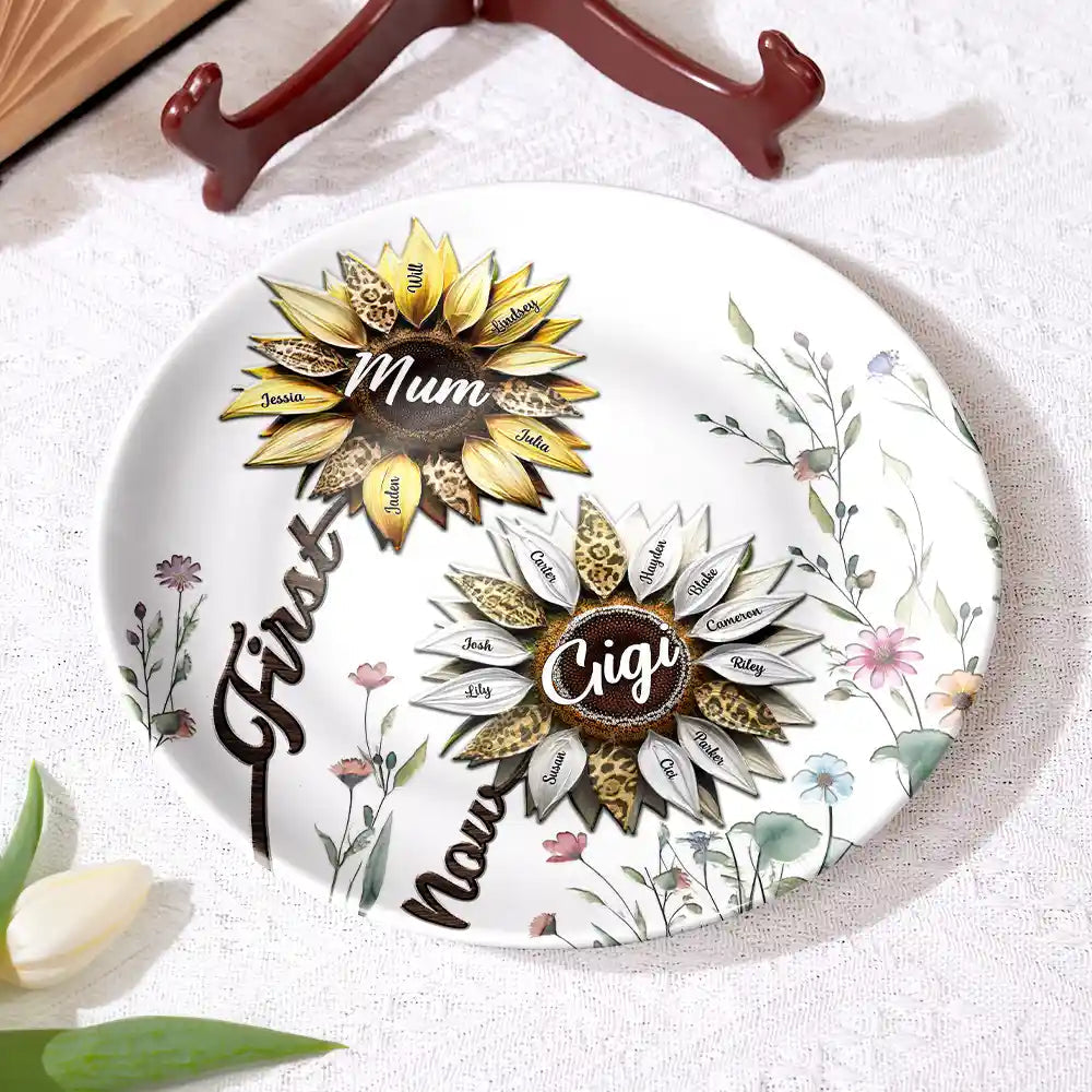 First Mom Now Grandma - Personalized Ceramic Plate Ceramic Plate PopCulturePrints