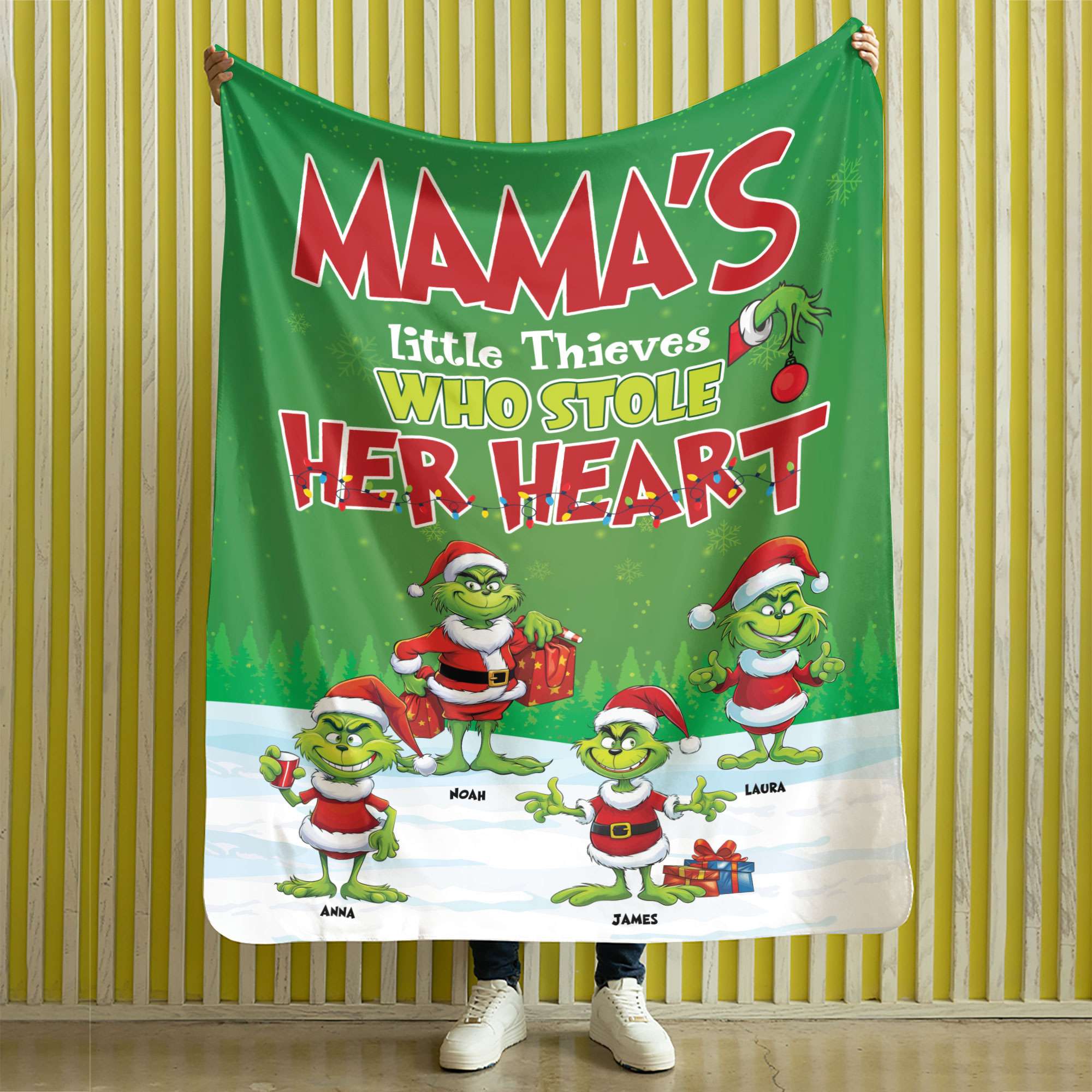 Personalized Christmas Blanket for Mama - Little Heart Thieves Blanket PopCulturePrints