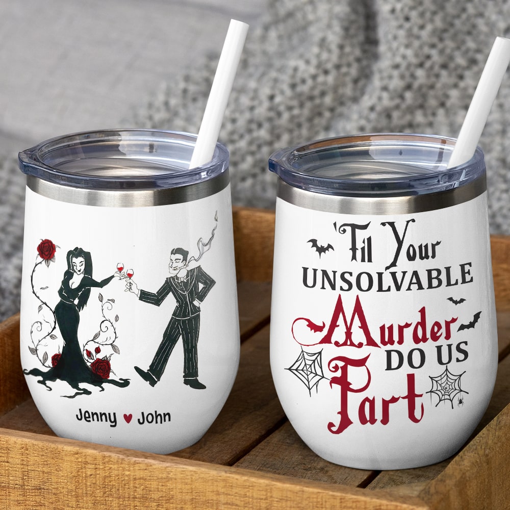 Horror Couple Personalized Wine Tumbler - Unique Valentine's Day Gifts for Spooky Lovers Wine Tumbler PopCulturePrints