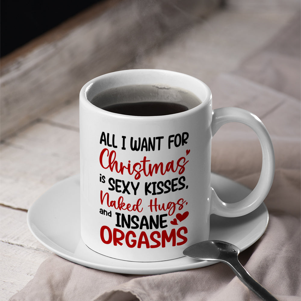 Personalized Romantic Christmas Mug Set - Sexy Kisses & Warm Wishes