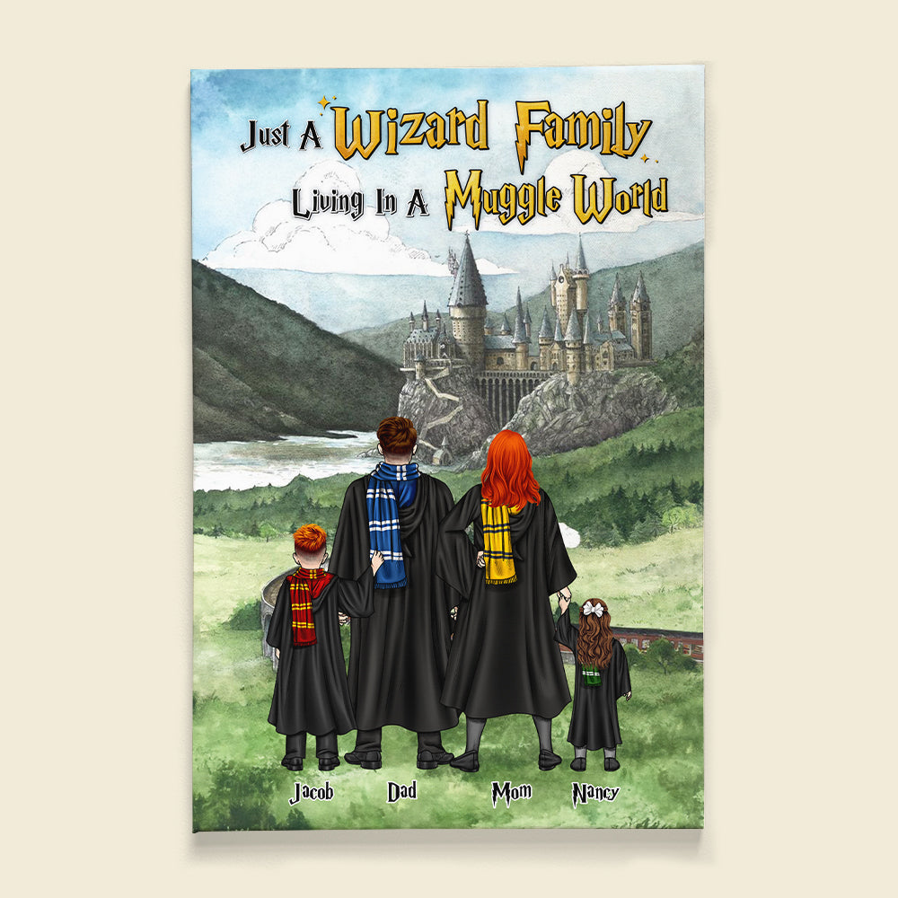 Personalized Wizard Family Poster - Just a Wizard Family Living in a Muggle World