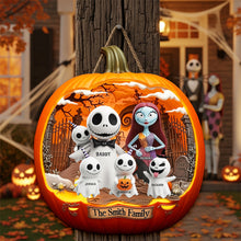 Load image into Gallery viewer, Spooky Family Pumpkins: A Personalized Halloween Decoration Wood Sign PopCulturePrints
