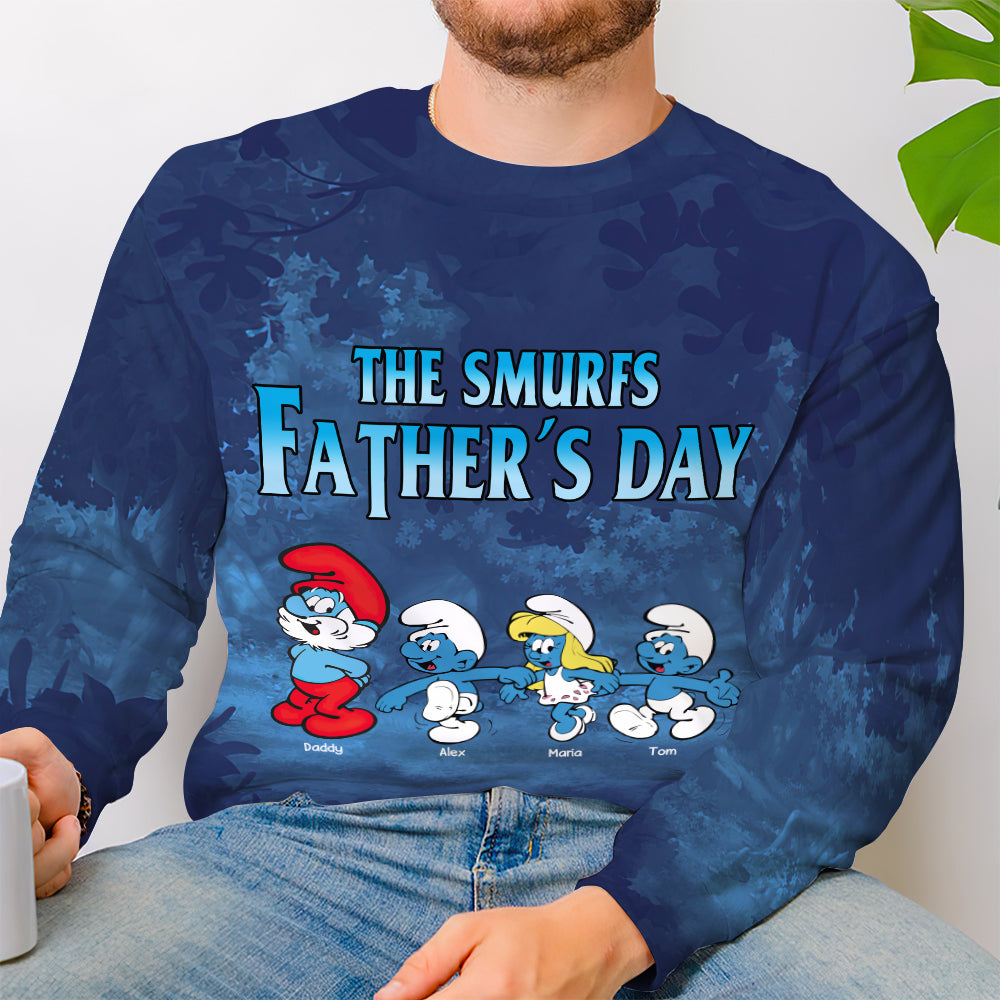 Personalized Smurfs Father's Day Shirt - Customizable Names