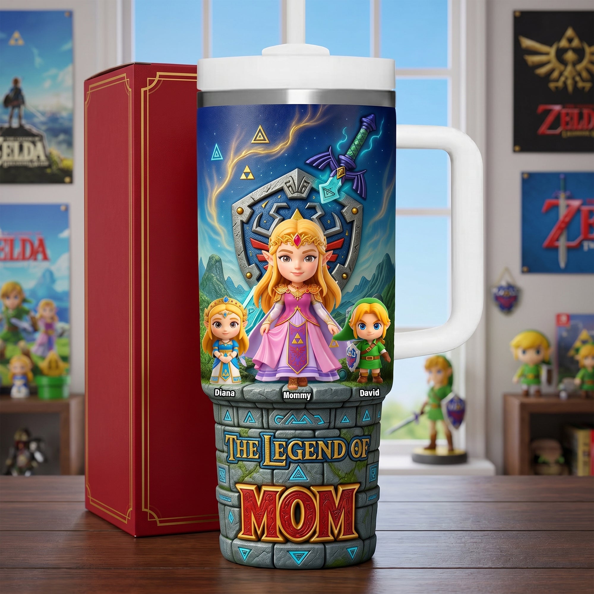 "Embrace the Adventure: The Legend of Mom Tumbler - Personalized Gift for Mom and Kids" Tumbler Cup PopCulturePrints