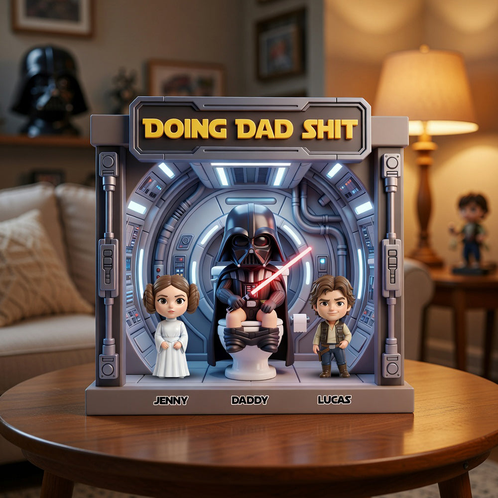 Doing Dad Stuff - Funny Space Dad Acrylic Plaque | Personalized Gift for Dads Shaped Plaques PopCulturePrints