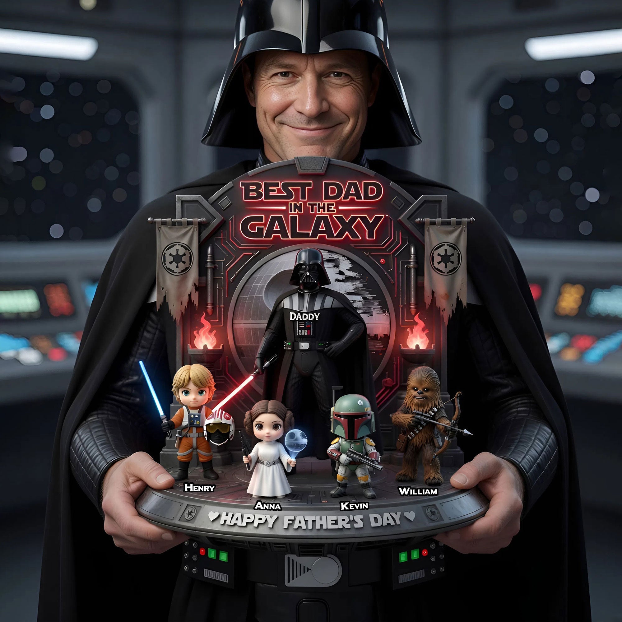Best Dad in the Galaxy - Personalized Warrior Dad Acrylic Plaque Gift Shaped Plaques PopCulturePrints