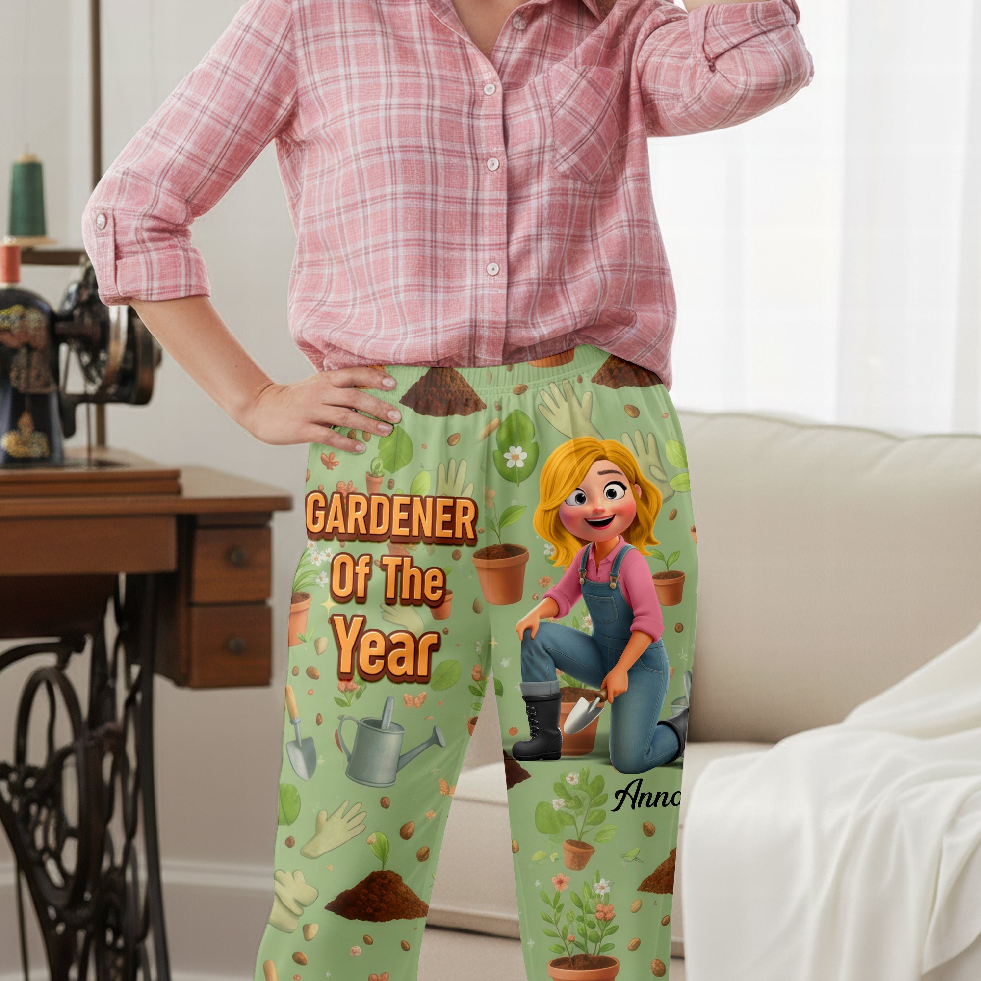 "Celebrate the Bloom!" - Personalized Garden Girl Pajama Pants - Gift for Gardeners and Plant Lovers Pajama Pant PopCulturePrints