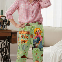 Load image into Gallery viewer, "Celebrate the Bloom!" - Personalized Garden Girl Pajama Pants - Gift for Gardeners and Plant Lovers Pajama Pant PopCulturePrints
